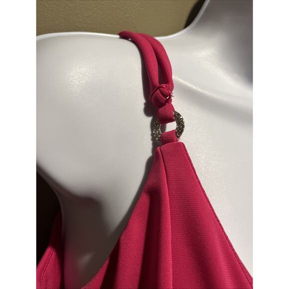 INC NEW Women’s Pink Fuchsia Tank Blouse Faux Wrap Rhinestone accent M Dressy - Picture 2 of 10